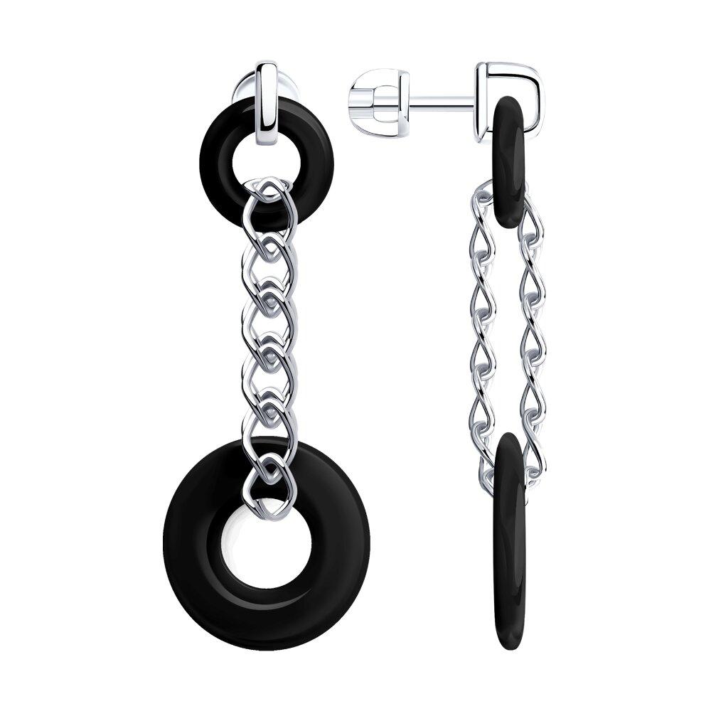 Серьги из серебра с керамическими вставками - видео на модели