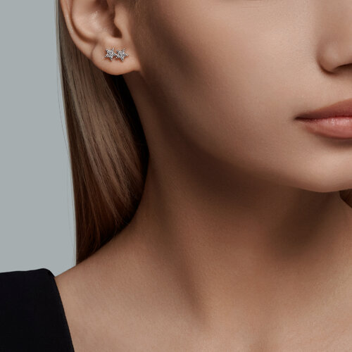 Серьги из серебра с фианитами из серебро — вид 2