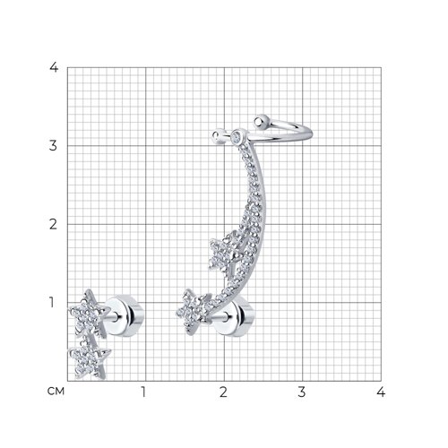 Серьги из серебра с фианитами из серебро — вид 4