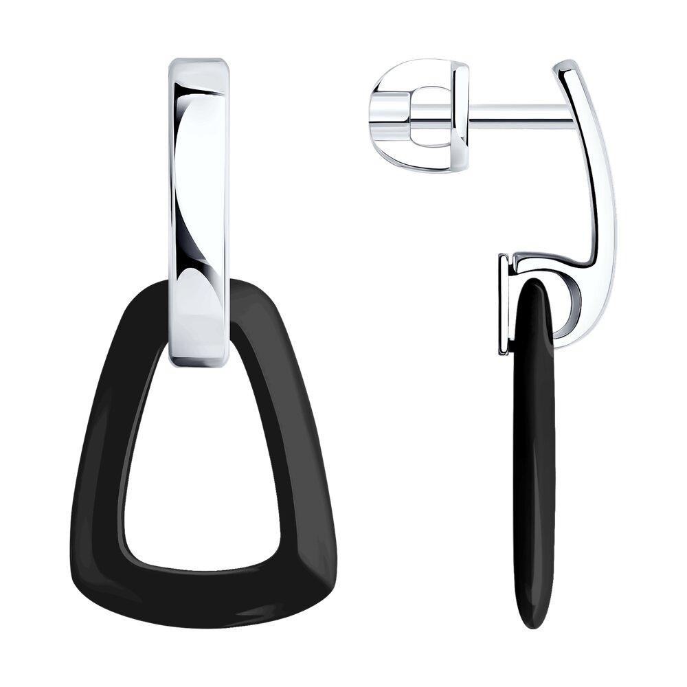 Серьги из серебра с керамическими вставками - видео на модели