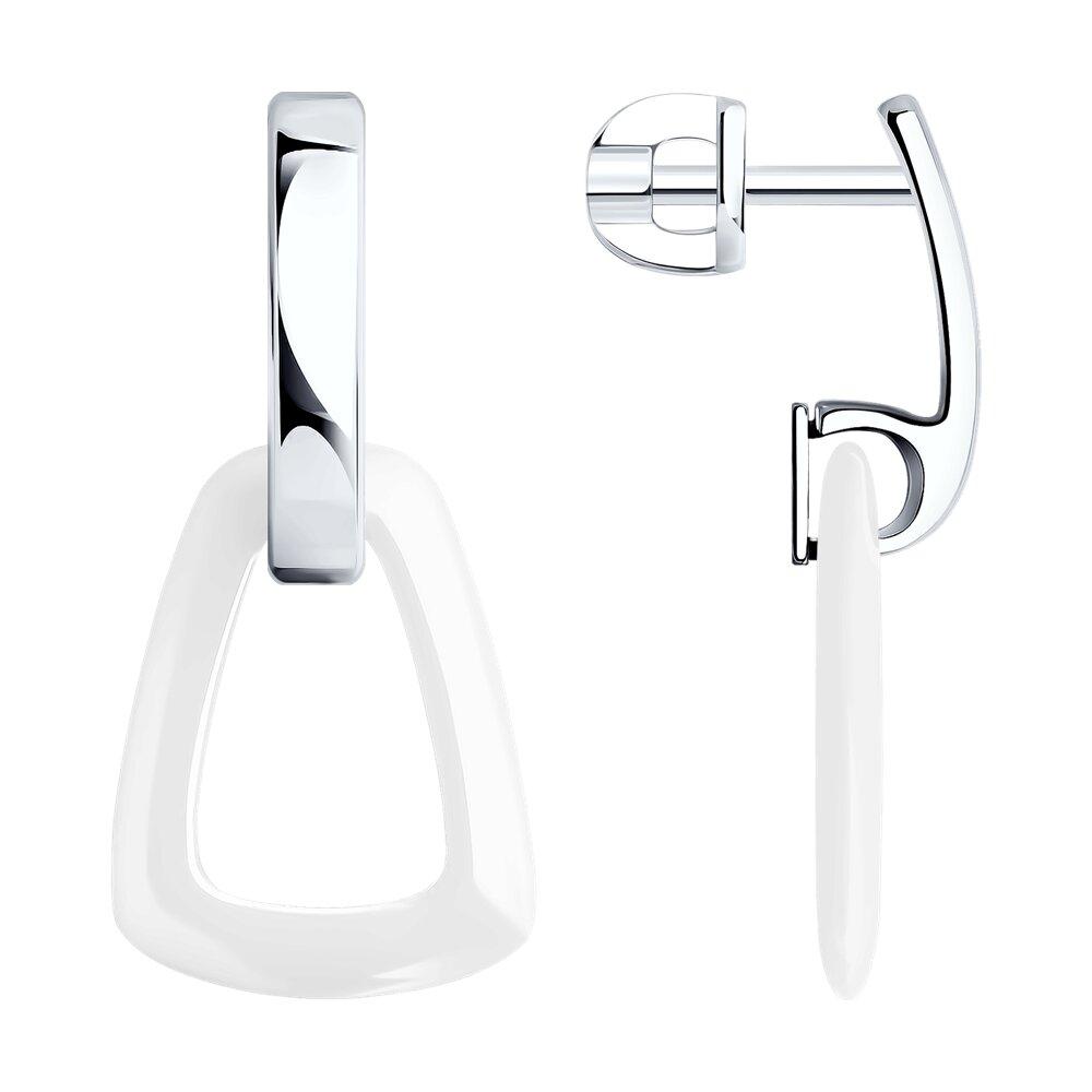 Серьги из серебра с керамическими вставками