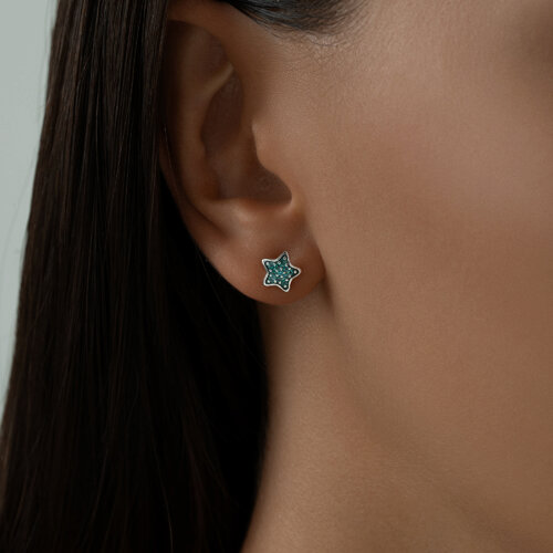 Серьги из серебра с фианитами и эмалью из серебро — вид 2