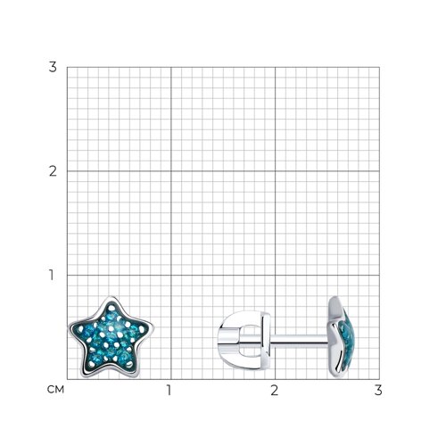 Серьги из серебра с фианитами и эмалью из серебро — вид 4