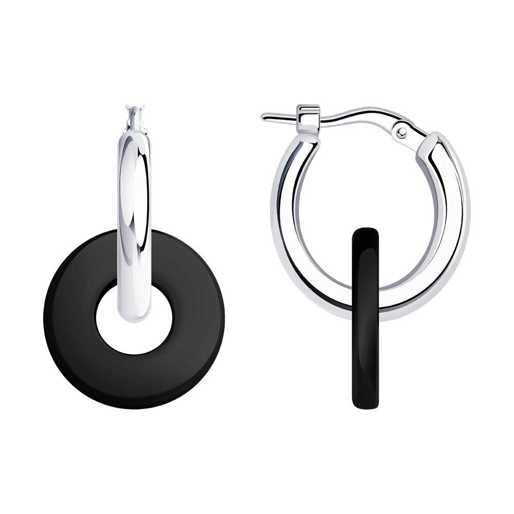 Серьги из серебра с керамическими вставками - видео на модели