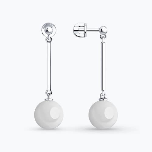 Серьги из серебра с керамическими вставками - видео на модели