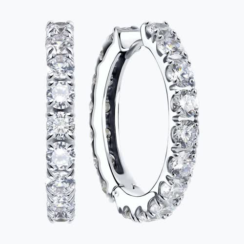 Серьги из серебра с фианитами из серебро — вид 2