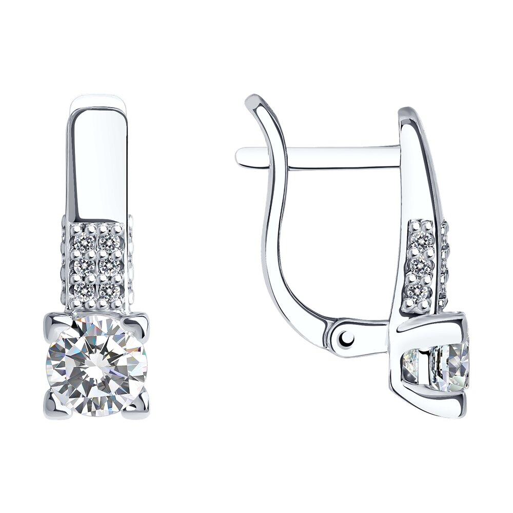 Серьги из серебра с фианитами из серебро