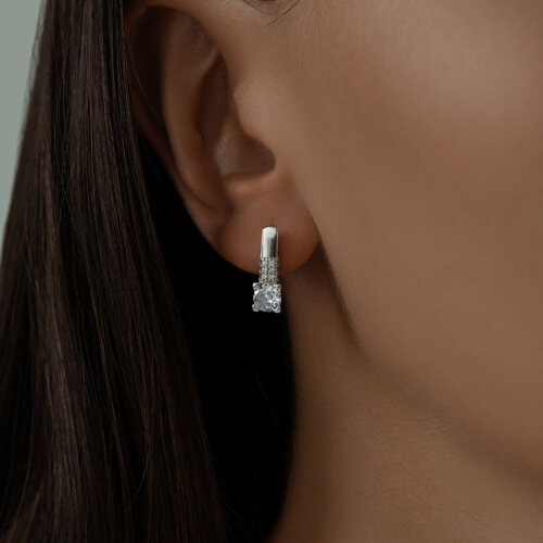 Серьги из серебра с фианитами из серебро — вид 2