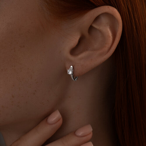 Серьги из серебра с фианитами из серебро — вид 2