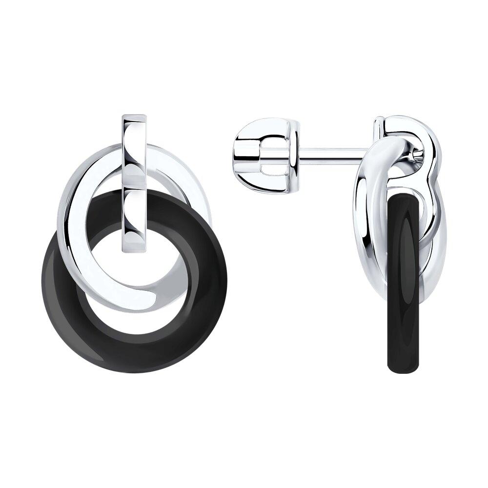 Серьги из серебра с керамическими вставками - видео на модели