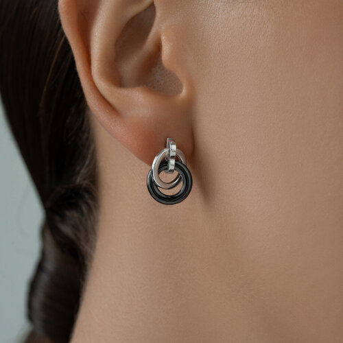 Серьги из серебра с керамическими вставками из серебро — вид 2