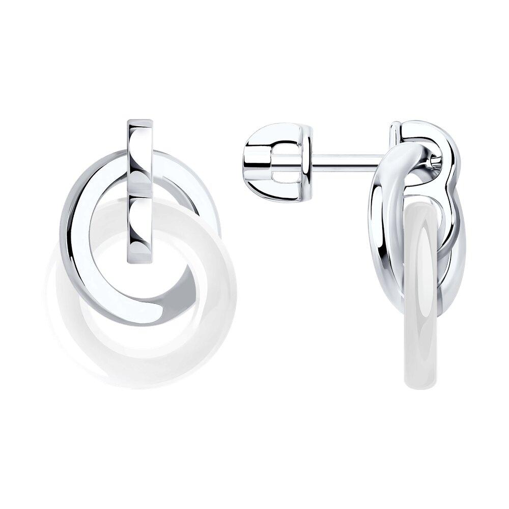 Серьги из серебра с керамическими вставками - видео на модели