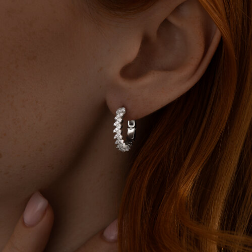 Серьги из серебра с фианитами из серебро — вид 2