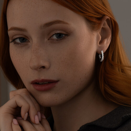 Серьги из серебра с фианитами из серебро — вид 3