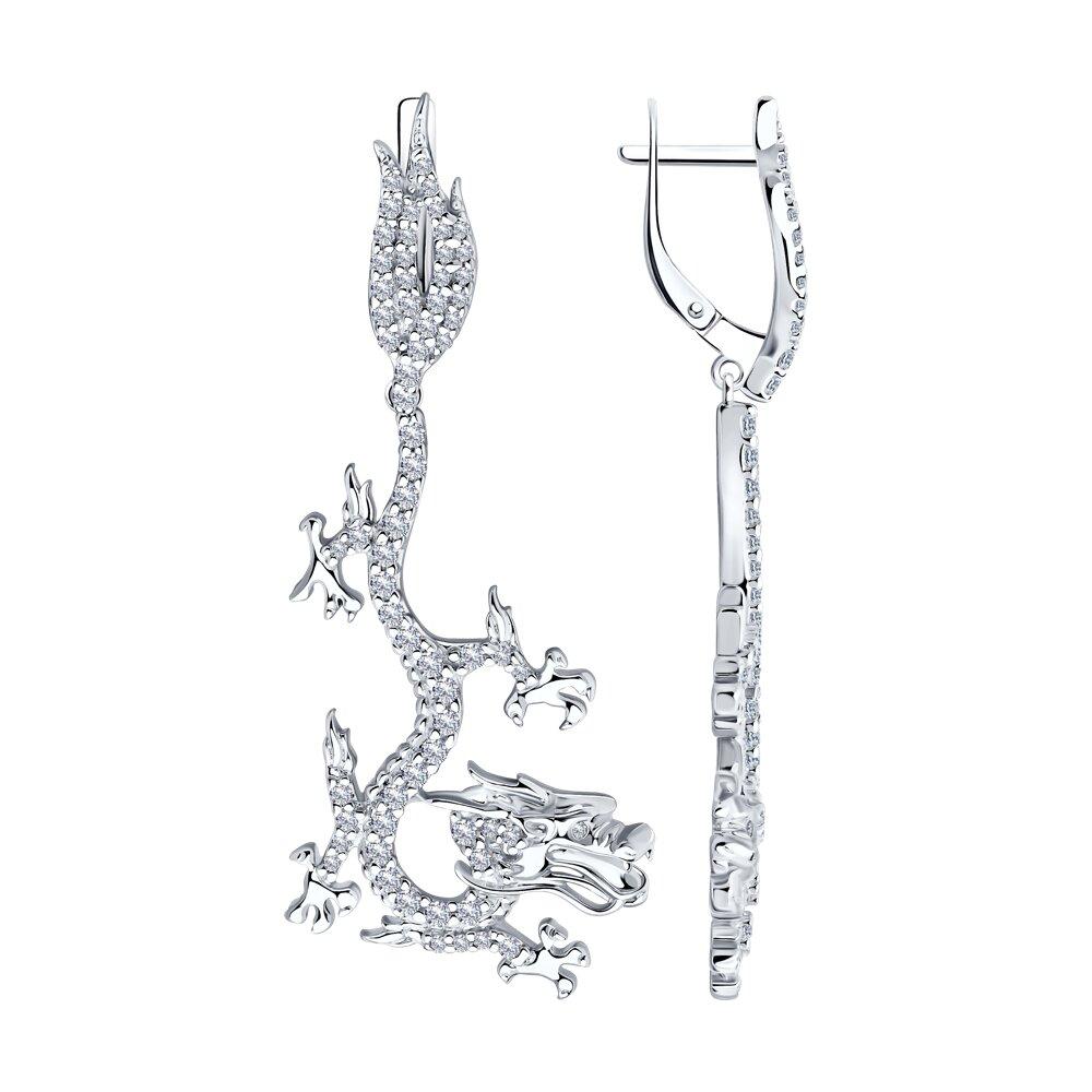 Серьги из серебра с фианитами - видео на модели