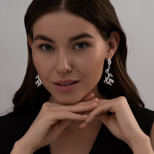 Серьги из серебра с фианитами из серебро — вид 3