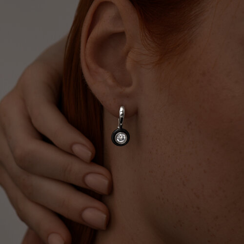 Серьги из серебра с керамическими вставками и фианитами из серебро — вид 2