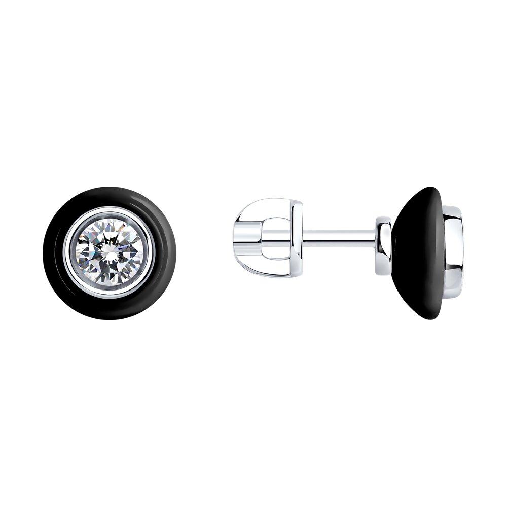 Серьги из серебра с керамическими вставками и фианитами - видео