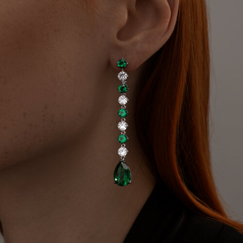 Серьги из серебра с фианитами из серебро — вид 2