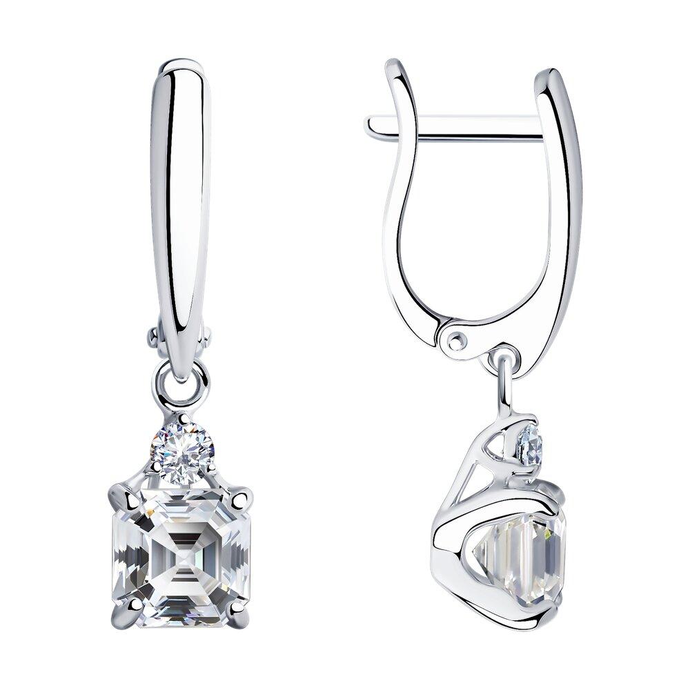 Серьги из серебра с фианитами - видео на модели