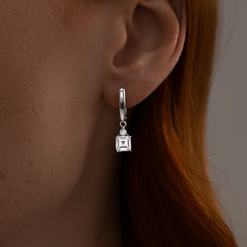 Серьги из серебра с фианитами из серебро — вид 2