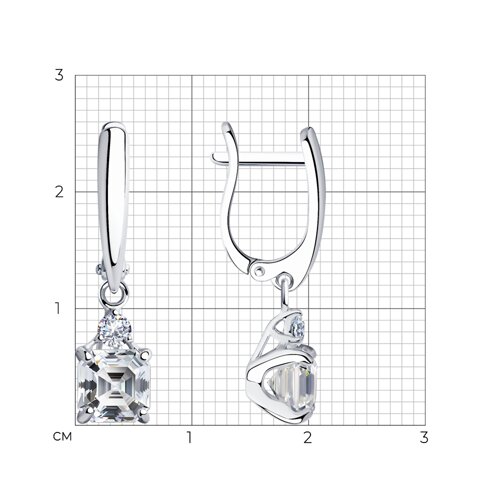 Серьги из серебра с фианитами из серебро — вид 3