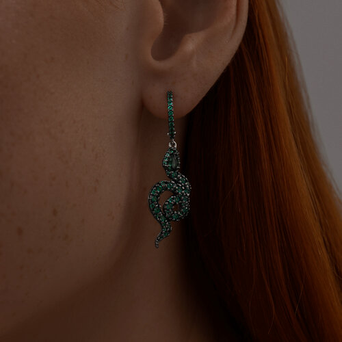 Серьги из серебра с фианитами из серебро — вид 2