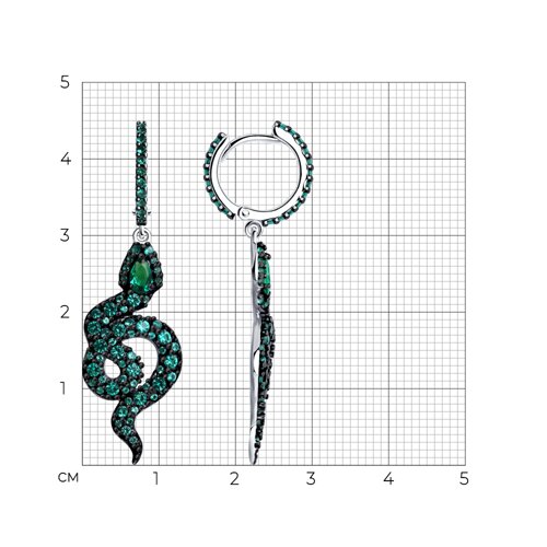 Серьги из серебра с фианитами из серебро — вид 3