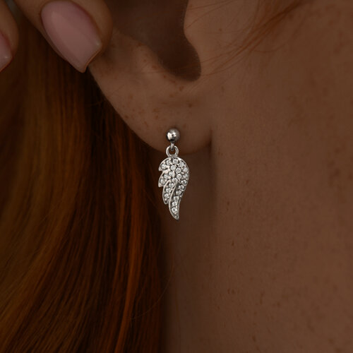 Серьги из серебра с фианитами из серебро — вид 2