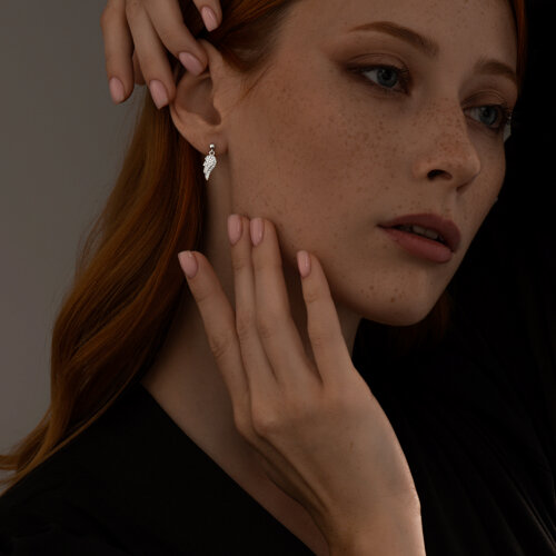 Серьги из серебра с фианитами из серебро — вид 3