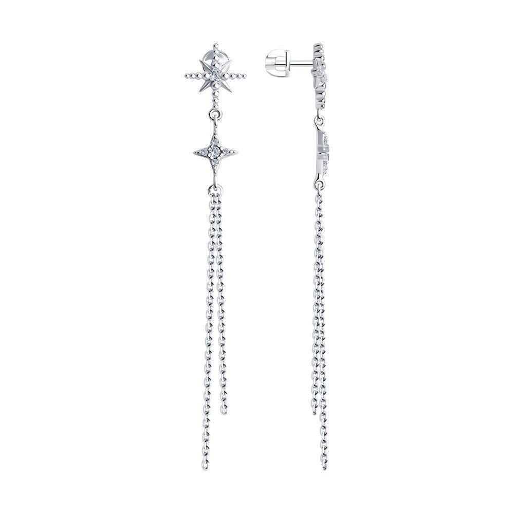 Серьги из серебра с фианитами - видео на модели