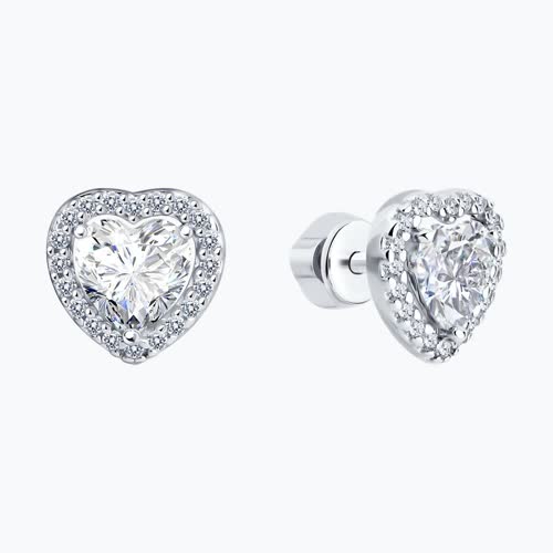 Серьги из серебра с фианитами из серебро — вид 2