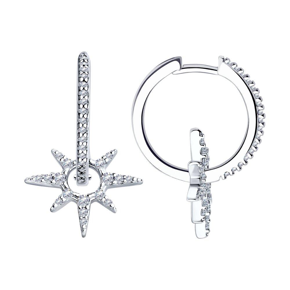 Серьги из серебра с фианитами - видео на модели