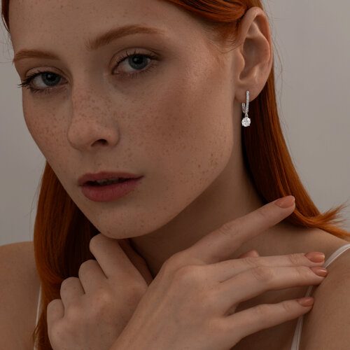 Серьги из серебра с фианитами из серебро — вид 3