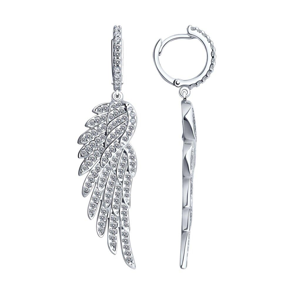 Серьги из серебра с фианитами - видео на модели