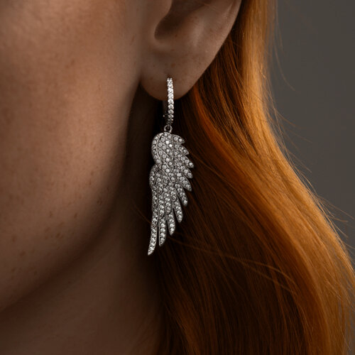 Серьги из серебра с фианитами из серебро — вид 2