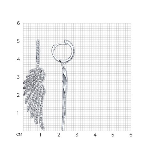 Серьги из серебра с фианитами из серебро — вид 4