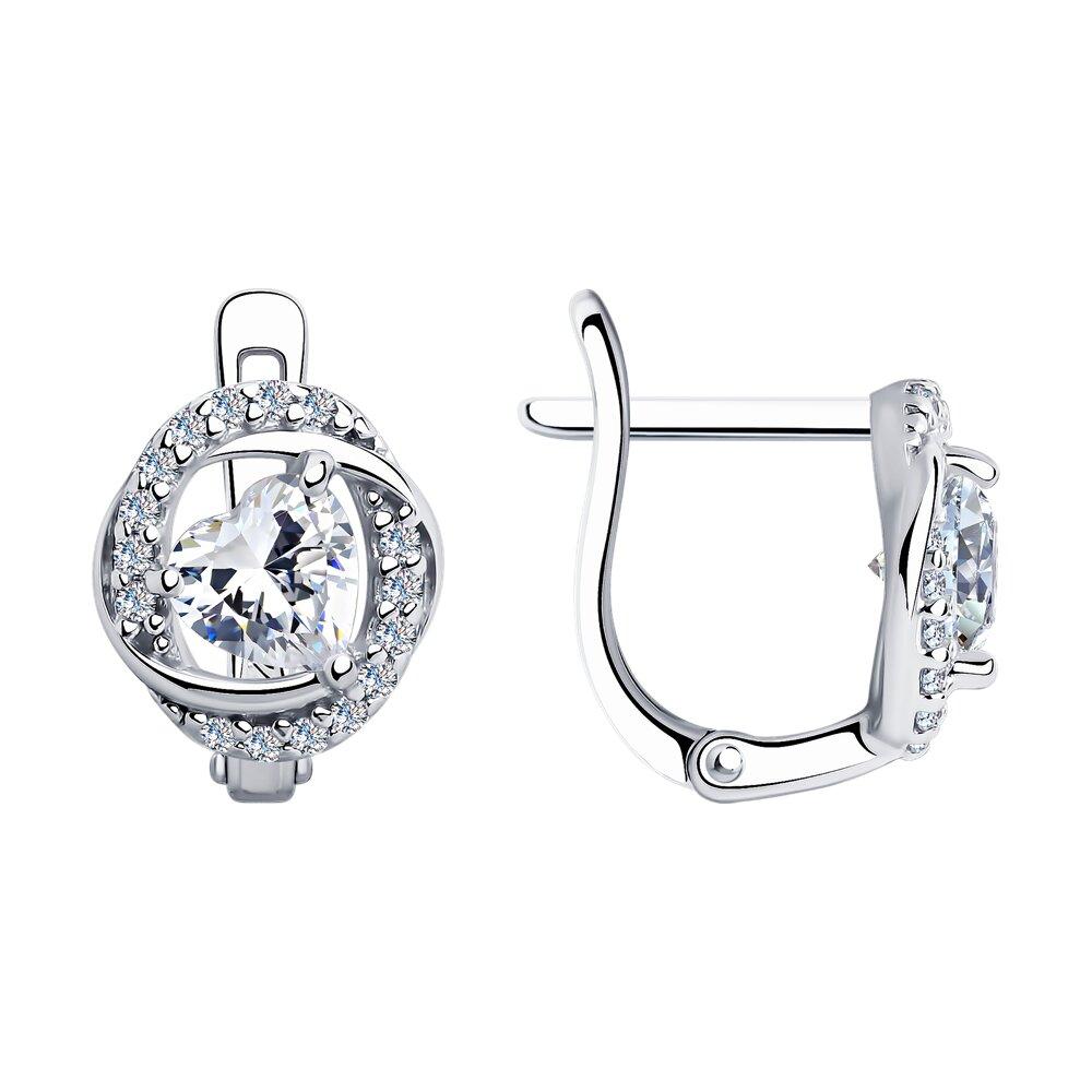 Серьги из серебра с фианитами - видео на модели