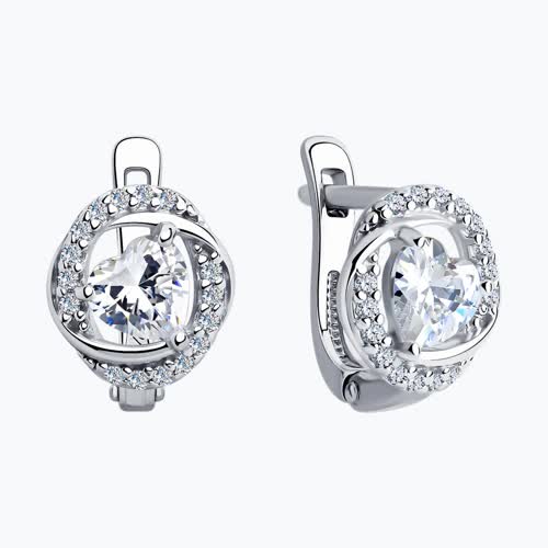 Серьги из серебра с фианитами из серебро — вид 2