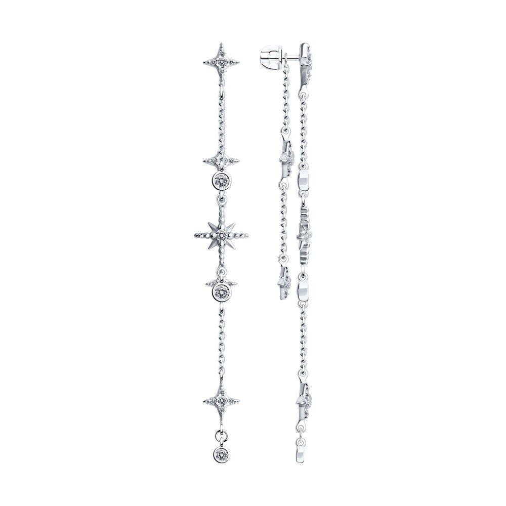 Серьги из серебра с фианитами - видео на модели