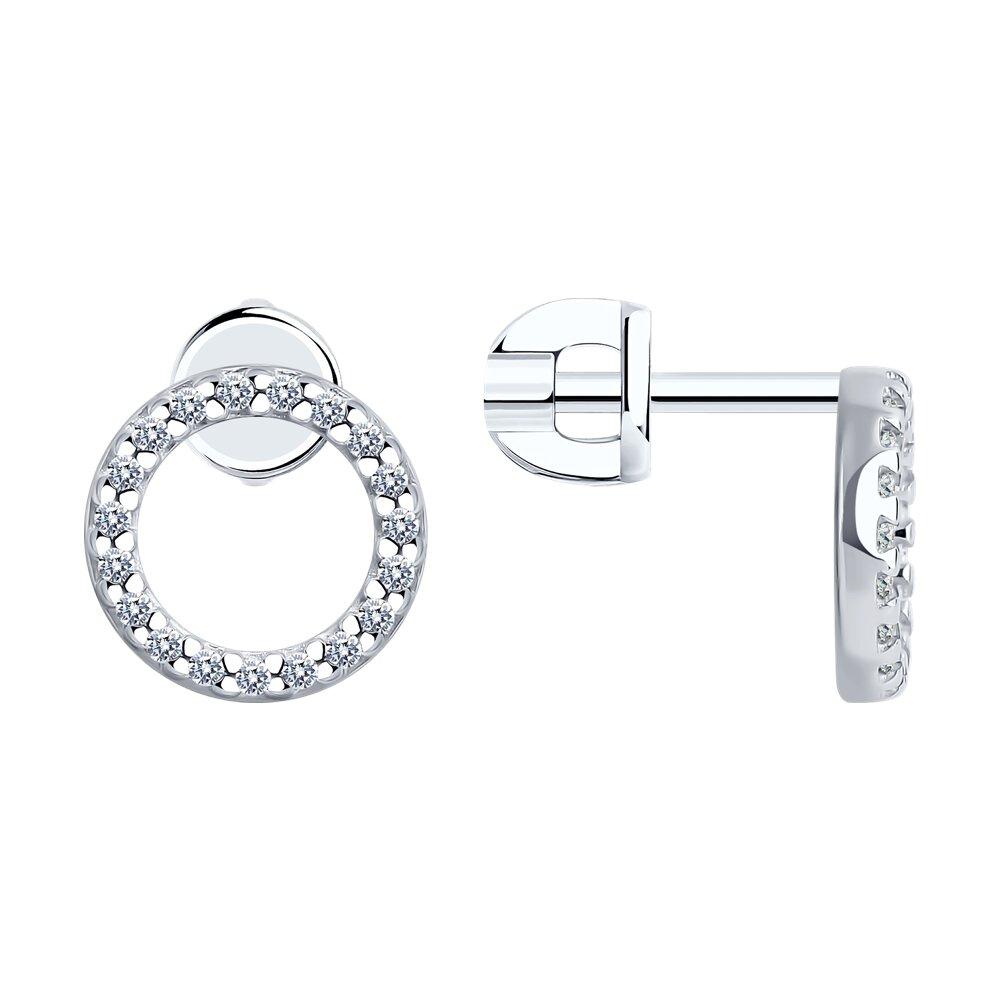 Серьги из серебра с фианитами - видео на модели