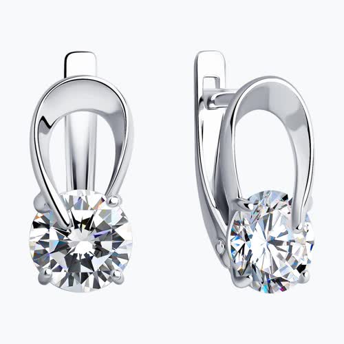 Серьги из серебра с фианитами из серебро — вид 2