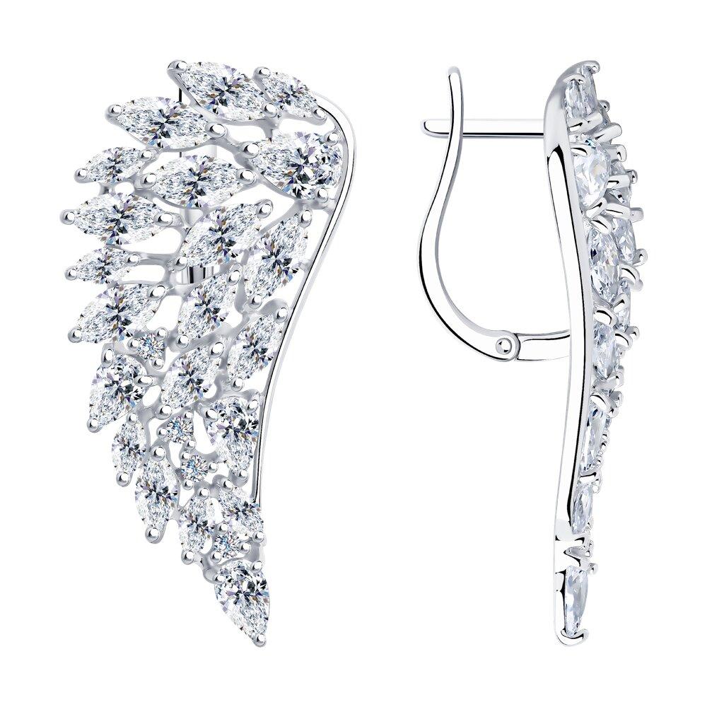 Серьги из серебра с фианитами - видео на модели