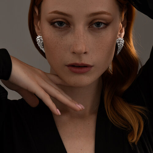 Серьги из серебра с фианитами из серебро — вид 3