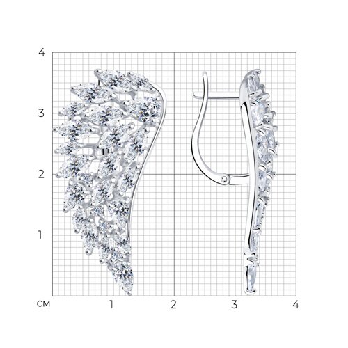 Серьги из серебра с фианитами из серебро — вид 4