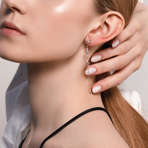 Серьги из серебра с фианитами из серебро — вид 3