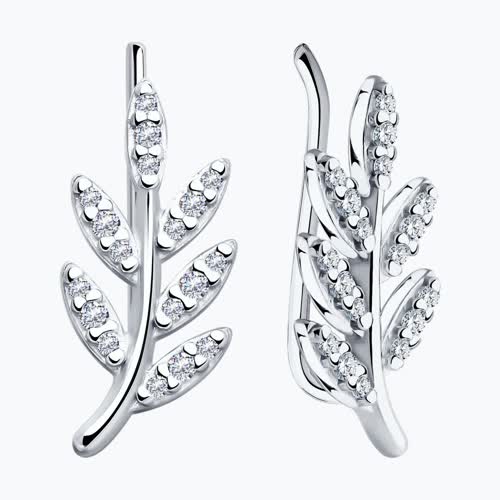 Серьги из серебра с фианитами из серебро — вид 2