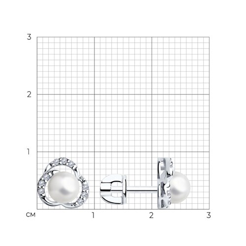 Серьги из серебра с жемчугом и фианитами из серебро — вид 4