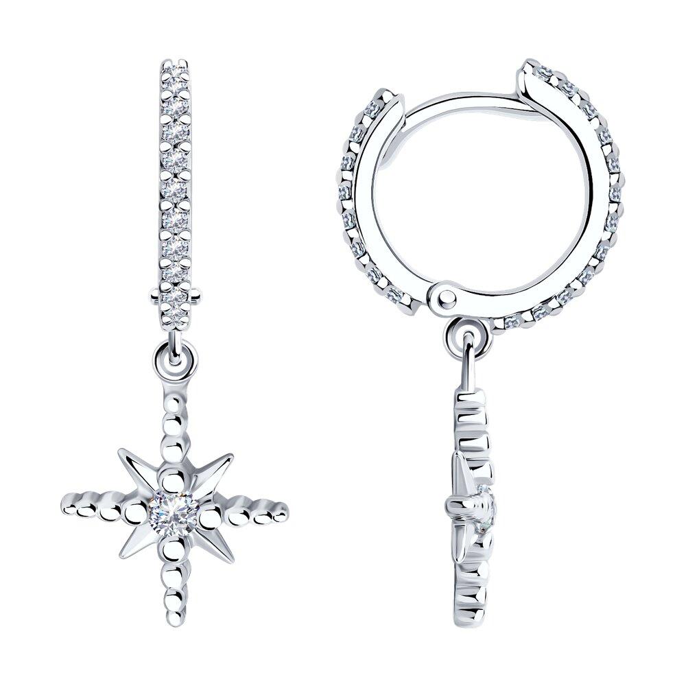 Серьги из серебра с фианитами - видео на модели