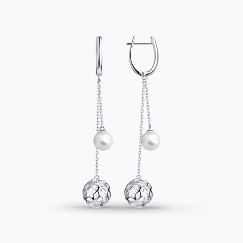 Серьги из серебра с жемчугом - видео на модели